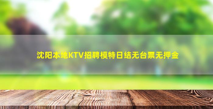 沈阳本地KTV招聘模特日结无台票无押金